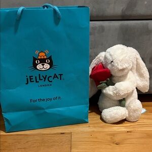 Jellycat Cream Bunny with Red Rose
